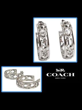 NWT - Coach Signature Openwork Hoop Earrings